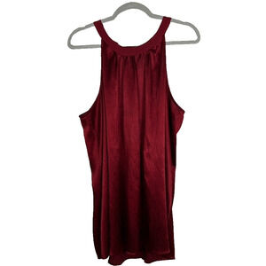 Torrid Womens 3X Burgandy shiny crinkle gauze halter neck swing goddess top